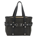 BVLGARI Hand Bag Canvas Leather Black Silver Auth BA11246-13