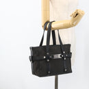 BVLGARI Hand Bag Canvas Leather Black Silver Auth BA11246-22