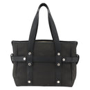 BVLGARI Hand Bag Canvas Leather Black Silver Auth BA11246-2