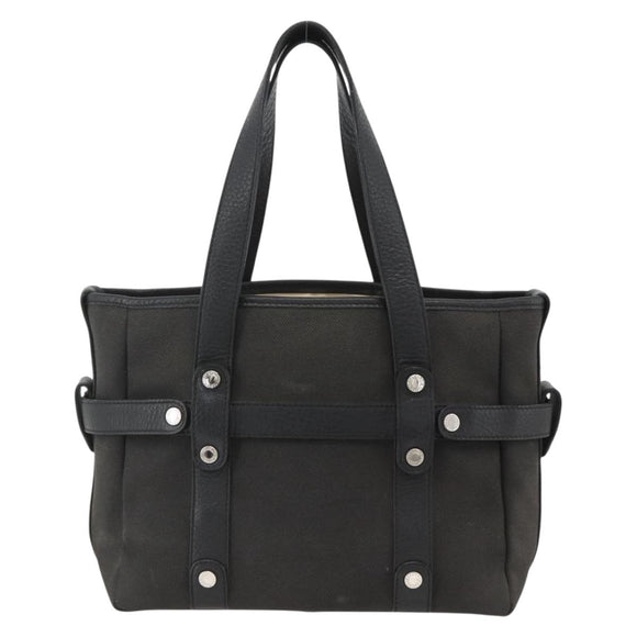 BVLGARI Hand Bag Canvas Leather Black Silver Auth BA11246