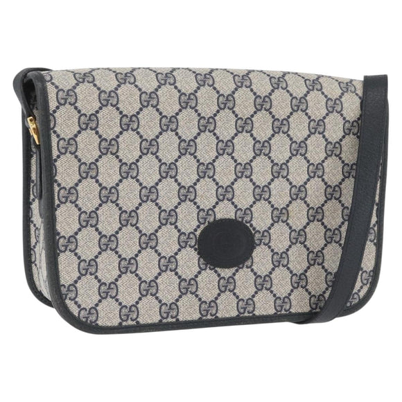 GUCCI GG Supreme Shoulder Bag PVC Navy Gold 001 904 0915 Auth BA11249