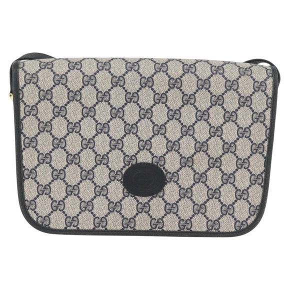 GUCCI GG Supreme Shoulder Bag PVC Navy Gold 001 904 0915 Auth BA11249
