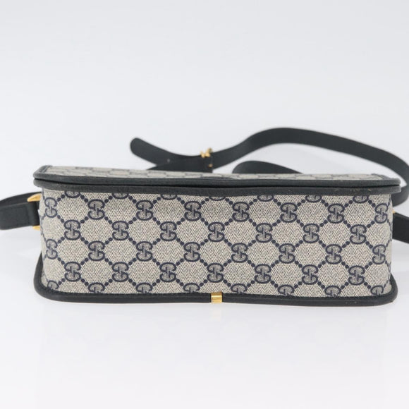 GUCCI GG Supreme Shoulder Bag PVC Navy Gold 001 904 0915 Auth BA11249