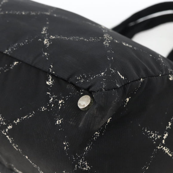 CHANEL Travel Line Tote Bag Nylon Black CC Auth BA11251