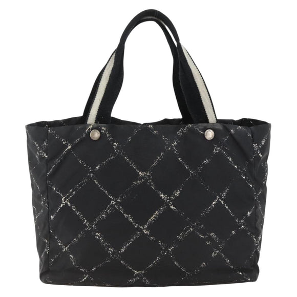 CHANEL Travel Line Tote Bag Nylon Black CC Auth BA11251