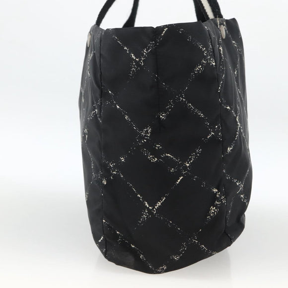 CHANEL Travel Line Tote Bag Nylon Black CC Auth BA11251