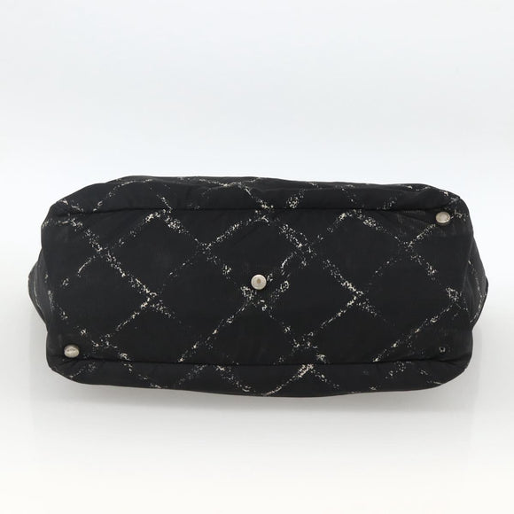 CHANEL Travel Line Tote Bag Nylon Black CC Auth BA11251