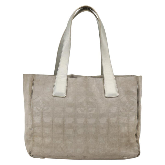 CHANEL New Travel Line Hand Bag Nylon Beige CC Auth BA11252