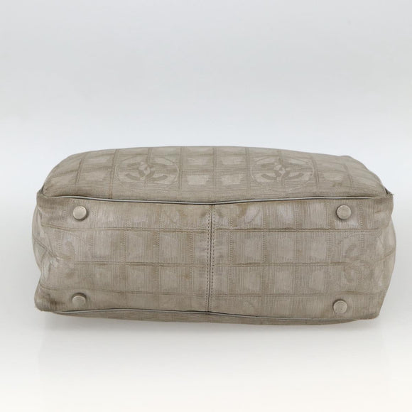 CHANEL New Travel Line Hand Bag Nylon Beige CC Auth BA11252