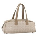 CHANEL New Travel Line Hand Bag Nylon Beige Gold CC Auth BA11253-1