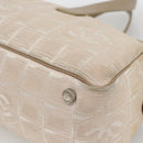 CHANEL New Travel Line Hand Bag Nylon Beige Gold CC Auth BA11253-10