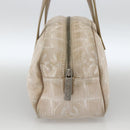 CHANEL New Travel Line Hand Bag Nylon Beige Gold CC Auth BA11253-4