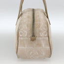 CHANEL New Travel Line Hand Bag Nylon Beige Gold CC Auth BA11253-5
