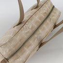 CHANEL New Travel Line Hand Bag Nylon Beige Gold CC Auth BA11253-6