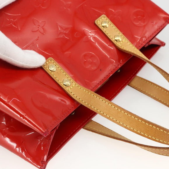 LOUIS VUITTON Monogram Vernis Reade PM Hand Bag Red Rouge M91088 LV Auth BA11260