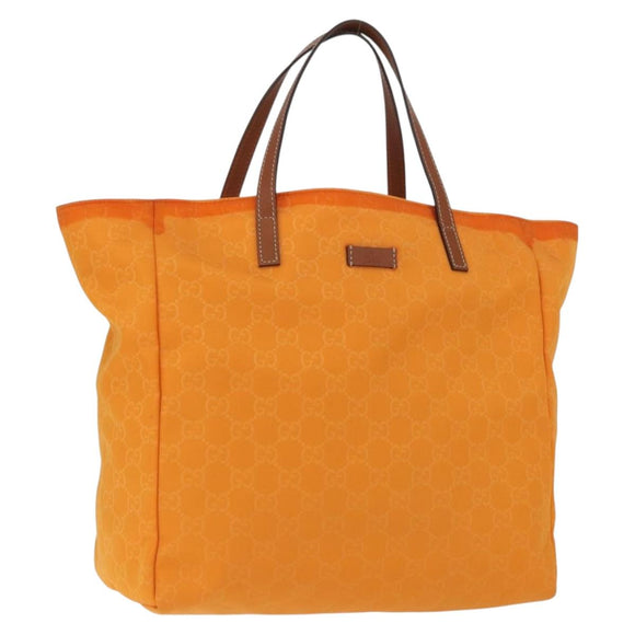 GUCCI GG Canvas Tote Bag Nylon Orange 282439 Auth BA11263