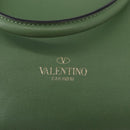VALENTINO Rock Studs Hand Bag Leather 2way Green Gold Auth BA11265-20