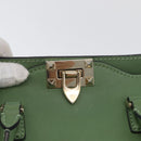 VALENTINO Rock Studs Hand Bag Leather 2way Green Gold Auth BA11265-21