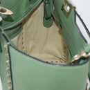 VALENTINO Rock Studs Hand Bag Leather 2way Green Gold Auth BA11265-23