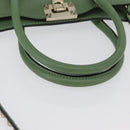 VALENTINO Rock Studs Hand Bag Leather 2way Green Gold Auth BA11265-7