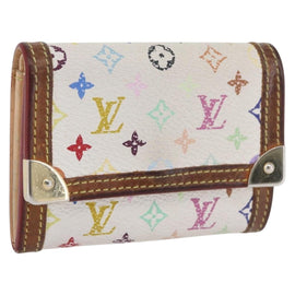 LOUIS VUITTON Multicolor Porte Monnaie Pla Coin Purse White M92657 Auth BA11269