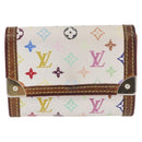 LOUIS VUITTON Multicolor Porte Monnaie Pla Coin Purse White M92657 Auth BA11269-13