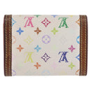 LOUIS VUITTON Multicolor Porte Monnaie Pla Coin Purse White M92657 Auth BA11269-2