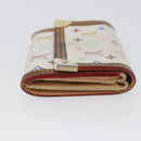 LOUIS VUITTON Multicolor Porte Monnaie Pla Coin Purse White M92657 Auth BA11269-3