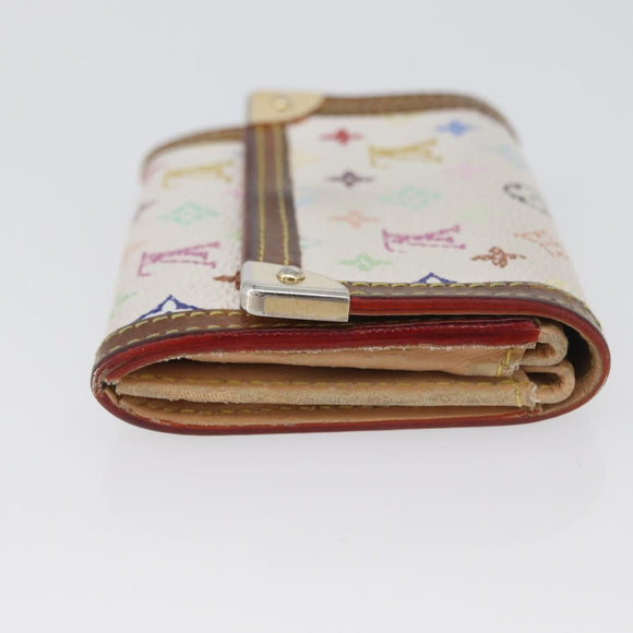 LOUIS VUITTON Multicolor Porte Monnaie Pla Coin Purse White M92657 Auth BA11269