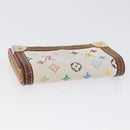 LOUIS VUITTON Multicolor Porte Monnaie Pla Coin Purse White M92657 Auth BA11269-5