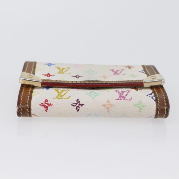 LOUIS VUITTON Multicolor Porte Monnaie Pla Coin Purse White M92657 Auth BA11269