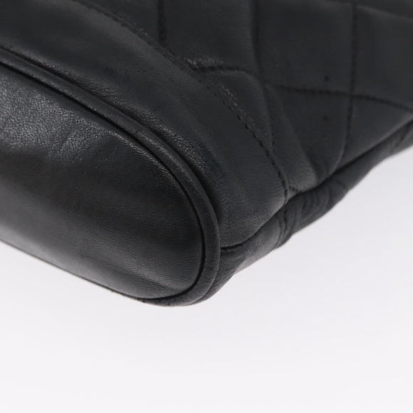 CHANEL Matelasse Chain Shoulder Bag Lamb Skin Black Gold CC Auth BA11274
