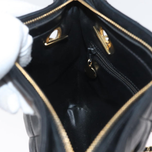 CHANEL Matelasse Chain Shoulder Bag Lamb Skin Black Gold CC Auth BA11274