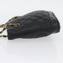CHANEL Matelasse Chain Shoulder Bag Lamb Skin Black Gold CC Auth BA11274-4