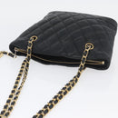 CHANEL Matelasse Chain Shoulder Bag Lamb Skin Black Gold CC Auth BA11274-6
