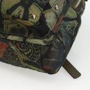 VALENTINO Backpack Nylon Khaki Champagne Gold Auth BA11275-9