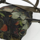 VALENTINO Backpack Nylon Khaki Champagne Gold Auth BA11275-15
