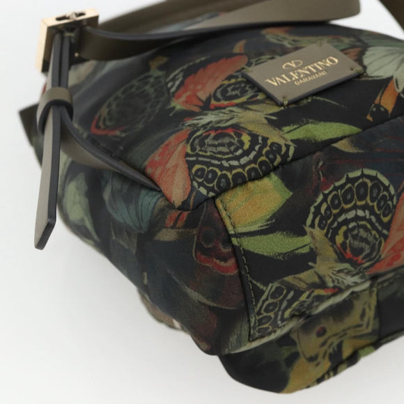 VALENTINO Backpack Nylon Khaki Champagne Gold Auth BA11275