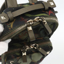 VALENTINO Backpack Nylon Khaki Champagne Gold Auth BA11275-10