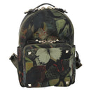 VALENTINO Backpack Nylon Khaki Champagne Gold Auth BA11275-13
