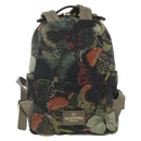 VALENTINO Backpack Nylon Khaki Champagne Gold Auth BA11275-2
