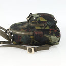 VALENTINO Backpack Nylon Khaki Champagne Gold Auth BA11275-3