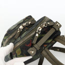 VALENTINO Backpack Nylon Khaki Champagne Gold Auth BA11275-6