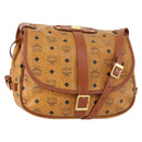 MCM Vicetos Logogram Shoulder Bag PVC Leather Brown Gold Auth BA11276-1