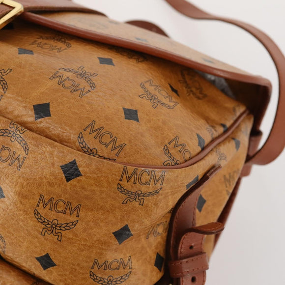 MCM Vicetos Logogram Shoulder Bag PVC Leather Brown Gold Auth BA11276