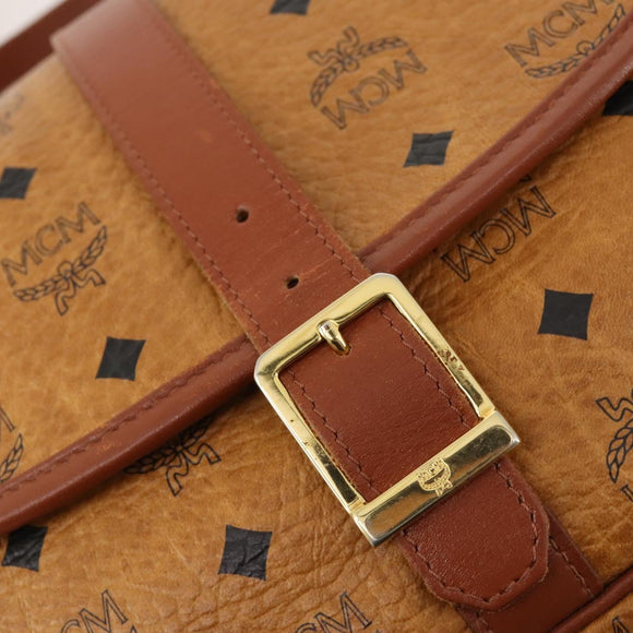 MCM Vicetos Logogram Shoulder Bag PVC Leather Brown Gold Auth BA11276