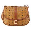 MCM Vicetos Logogram Shoulder Bag PVC Leather Brown Gold Auth BA11276-13
