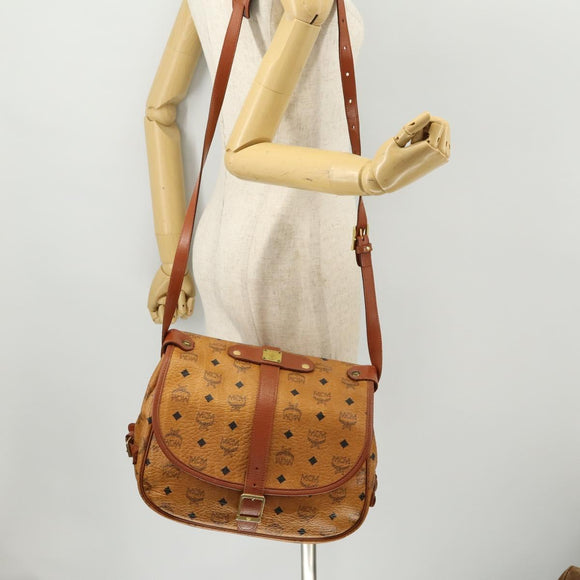 MCM Vicetos Logogram Shoulder Bag PVC Leather Brown Gold Auth BA11276