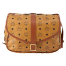 MCM Vicetos Logogram Shoulder Bag PVC Leather Brown Gold Auth BA11276-2
