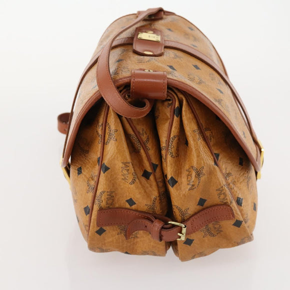 MCM Vicetos Logogram Shoulder Bag PVC Leather Brown Gold Auth BA11276